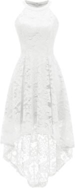 Novastelix Elegant Hi-Lo Halter Lace Wedding Guest Dress - Perfect for Formal Cocktail Parties & Bridesmaids