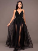 Novastelix Elegant Deep V Neck Maxi Dress - Perfect for Cocktail Parties and Bridesmaids - Image 2