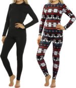 Novastelix Stay Warm and Cozy: Women's Thermal Fleece-Lined Long Johns Underwear Set for Cold Weather