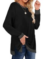 Novastelix Chic Color Block Long Sleeve Sweatshirt with Side Split for Women - Image 3