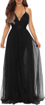 Novastelix Elegant Deep V Neck Maxi Dress - Perfect for Cocktail Parties and Bridesmaids