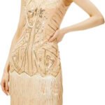Novastelix 1920s Women's Flapper Dress - V Neck Beaded Fringed Great Gatsby Style