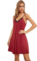 Novastelix Elegant Lace Chemise Nightgown - Soft Jersey Sleepwear for Women - Image 5