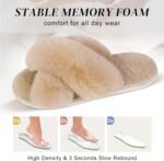 Novastelix Women's Fuzzy Cross Band Slippers with Memory Foam - novastelixable Open Toe Indoor Footwear for Ladies - Image 3