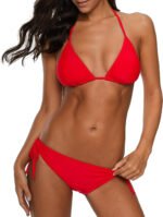 Novastelix Stylish Women's Padded Triangle Bikini Set with Tie Side Bottom - Perfect Two Piece Swimsuit for Summer Fun!