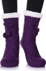 Novastelix Cozy Fleece-Lined Non-Slip Winter Slipper Socks for Women with Grippers