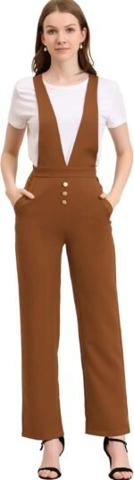 Novastelix Chic Women's Wide Leg Overalls with Slant Pockets and Long Suspenders Jumpsuit