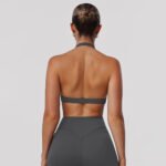 Novastelix Women Fitness Gym Bra Twist Halter Backless Training Top Wear V-Neck Padded Solid Color Yoga Casual Sporty Bra - Image 7