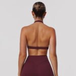 Novastelix Women Fitness Gym Bra Twist Halter Backless Training Top Wear V-Neck Padded Solid Color Yoga Casual Sporty Bra - Image 6
