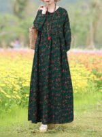 Novastelix Vintage Floral Dress Woman 2025 ZANZEA Autumn Bohemian Long Dresses Casual Long Sleeve Maxi Vestidos Loose Robe Femme Oversize