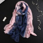 Novastelix 2024 NEW Fashion Women Cut Flowers Hollow Lace Gradient Flower Silk Scarf Spring Shawls and Wraps Towel Femme Beach Sjaals