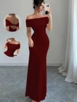 Novastelix Off Shoulder Party Dress, Women??s Sleeveless Sexy Bodycon Midi Dress, Elegant Bandage Cocktail Dress for Night Out - Image 5