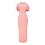 Novastelix 2025 Fashion Elastic Banquet Elegant Dress with Beaded Tulle Shawl Sleeves, Belted, Slim-Fitting, and Pencil Long Skirt - Image 4