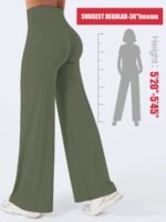 Novastelix 31.5'' Inseam Women's Butt Lifting Wide Leg Yoga Pants High Waist Tummy Control No Front Seam Straight Leg Workout Gym Bottoms - Image 10