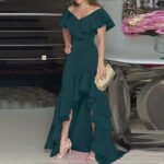 Novastelix Beauty style elegant V-neck ruffled irregular elegant dress - Image 4