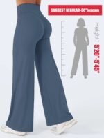 Novastelix 31.5'' Inseam Women's Butt Lifting Wide Leg Yoga Pants High Waist Tummy Control No Front Seam Straight Leg Workout Gym Bottoms