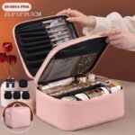 Novastelix Multi-Layer Travel Cosmetic Bag ?? PU Makeup Brush & Skincare Organizer, Waterproof