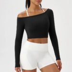 Novastelix Women's One-Shoulder Yoga Long Sleeve Top ?? Nude Feel, Quick-Dry, Tight Fit - Image 8