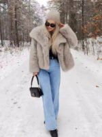 Novastelix Women's fur coat short style fashion imitation fox hair whole fur coat autumn winter new casual lady jacket - Image 4