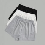 Novastelix Plus Size Women's Elastic Waist Biker Shorts 3 Piece Running Workout Yoga Shorts Best for Summer Polyester