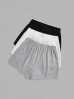 Novastelix Plus Size Women's Elastic Waist Biker Shorts 3 Piece Running Workout Yoga Shorts Best for Summer Polyester