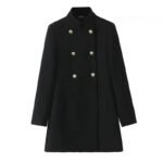 Novastelix Woolen Coat Fall Fashion Black Long Coat Elegant And Pretty Women's Coats American Retro Autumn Outerwear Urban Coats