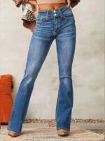Novastelix Jeans for Woman Y2k Jeans Blue Stretch Flared Minimalist Vintage Retro High Waist novastelix Daily Wear Fashion Trendy - Image 2
