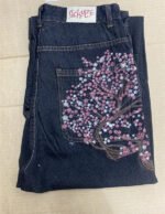 Novastelix Vintage Low Waist Hip Hop Cherry Blossom Embroidered Jeans  Wide Leg Trousers Y2K Clothes Mens Womes Embroidered Baggy Jeans - Image 5