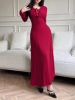 Novastelix Elegant lady's long-sleeved simple basic solid-color dress - Image 7