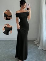 Novastelix Off Shoulder Party Dress, Women??s Sleeveless Sexy Bodycon Midi Dress, Elegant Bandage Cocktail Dress for Night Out - Image 4