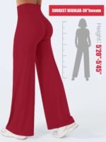 Novastelix 31.5'' Inseam Women's Butt Lifting Wide Leg Yoga Pants High Waist Tummy Control No Front Seam Straight Leg Workout Gym Bottoms - Image 7