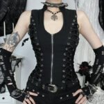 Novastelix Goth Dark Punk Sleeveless Corn Bandage Tanks Top Women Chic Streetwear Slim Zip Vest Mall Gothic Techwear Summer Fashion T-shirt - Image 4