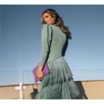 Novastelix Autumn Long Sleeve Spliced Tassel Party Dresses Woman Elegant Deep V Neck Sheath Long Dress Fashion Deep V Neck Holiday Dress - Image 2