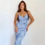 Novastelix Spring  Women's Floral Print Slim Fit Maxi Dress Casual Vacation Style Off-Shoulder Gown European And American Cross-Border - Image 3