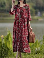 Novastelix Vintage Floral Dress Woman 2025 ZANZEA Autumn Bohemian Long Dresses Casual Long Sleeve Maxi Vestidos Loose Robe Femme Oversize - Image 9