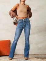 Novastelix Jeans for Woman Y2k Jeans Blue Stretch Flared Minimalist Vintage Retro High Waist novastelix Daily Wear Fashion Trendy