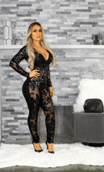 Novastelix Sexy Sequins Women's jumpsuit Fashion Off Shoulder Deep V-Neck Party Club Jumpsuit Women's Retro Slim Fit Shiny Evening Dress - Image 6