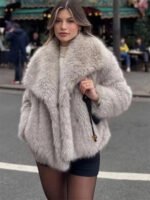 Novastelix Women's fur coat short style fashion imitation fox hair whole fur coat autumn winter new casual lady jacket