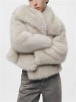 Novastelix Women's fur coat short style fashion imitation fox hair whole fur coat autumn winter new casual lady jacket - Image 2