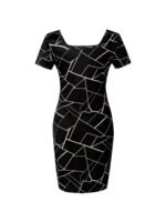 Novastelix Women's Geometric Bodycon Mini Dress with Square Neck ?C Chic & Party-Ready - Image 4