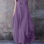 Novastelix ZANZEA 2024 Fashion Summer Dress Women Holiday Oversized Maxi Dresses Casual Loose Solid Cotton Vestidos Sleeveless O Neck Robe