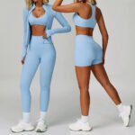 Novastelix 2-3PCS Yoga Suit Women Tracksuit Sports Bra High Waist Leggings Shorts Outfit Gym Set Fitness Push Up Workout Clothes Sportswear