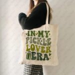 Novastelix Pickle Lover Canvas Tote Bag ?? Funny Canning Season Print, Reusable Shoulder Bag