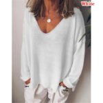 Novastelix Fashion Summer New Women T-Shirt Solid Color Casual Versatile  Loose Tops V-Neck Blouses Long Sleeve Shirt Perspective Y2K Tops - Image 6