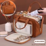 Novastelix Multi-Layer Travel Cosmetic Bag ?? PU Makeup Brush & Skincare Organizer, Waterproof - Image 7