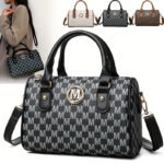 Novastelix Stylish Women's Faux Leather Crossbody Bag with Elegant Gold "M" Accent