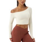 Novastelix Women's One-Shoulder Yoga Long Sleeve Top ?? Nude Feel, Quick-Dry, Tight Fit - Image 5