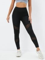 Novastelix Women's high-waisted leggings with pockets, hip-lifting and slimming, with mesh stitching for a hazy effect, suitable for outdoo - Image 4