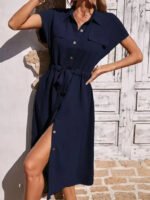 Novastelix Summer Shirt Collar Waist Skirt - Image 11