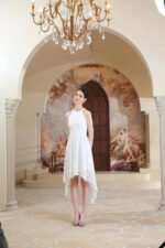 Novastelix Elegant Hi-Lo Halter Lace Wedding Guest Dress - Perfect for Formal Cocktail Parties & Bridesmaids - Image 3